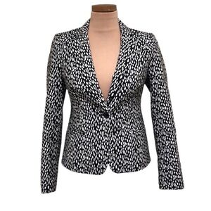 Banana Republic Blazer Size 0 Black Ivory Leopard Print